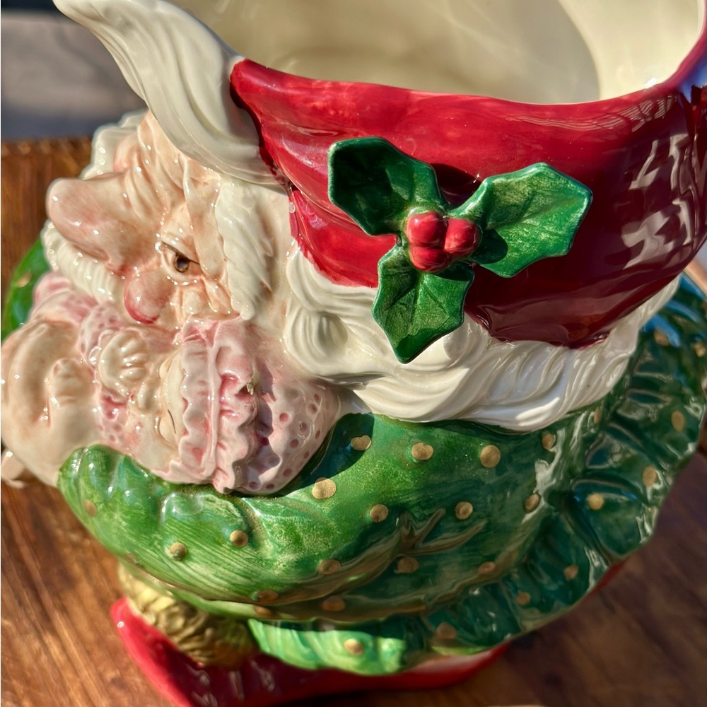 Colorful and Whimsical Santa Claus Elf Fitz and Floyd Christmas Pitcher - Picture 6 of 8